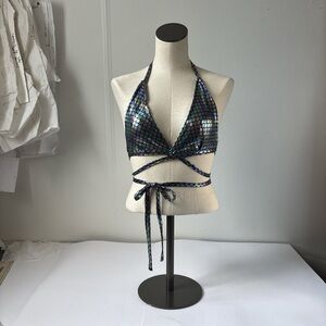 Holographic Halter Bikini Top